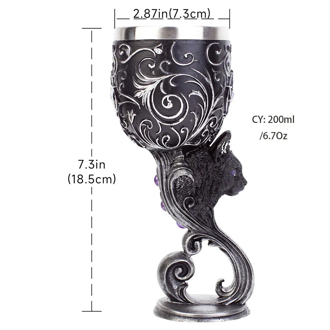 Dragon Wine Glass Unicorn Resin Stainless Steel Goblet Wolf Cocktail Glasses Cat Whiskey Cup Skull Pub Bar Drinkware Decoration